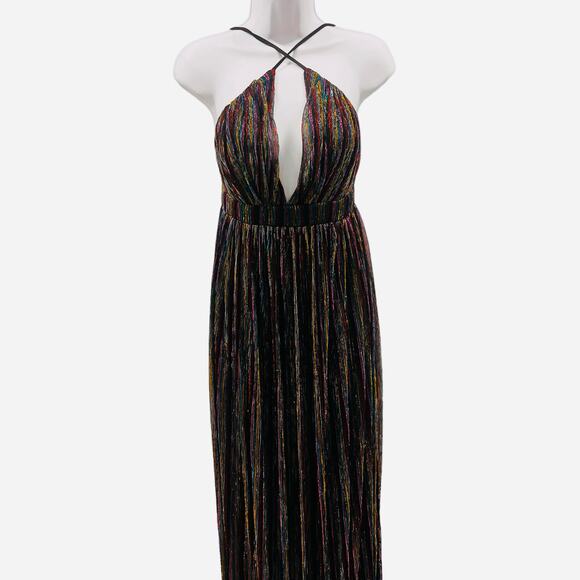 L’ATISTE Metalic multicolor Striped Maxi Evening Gown Size S - Picture 8 of 9